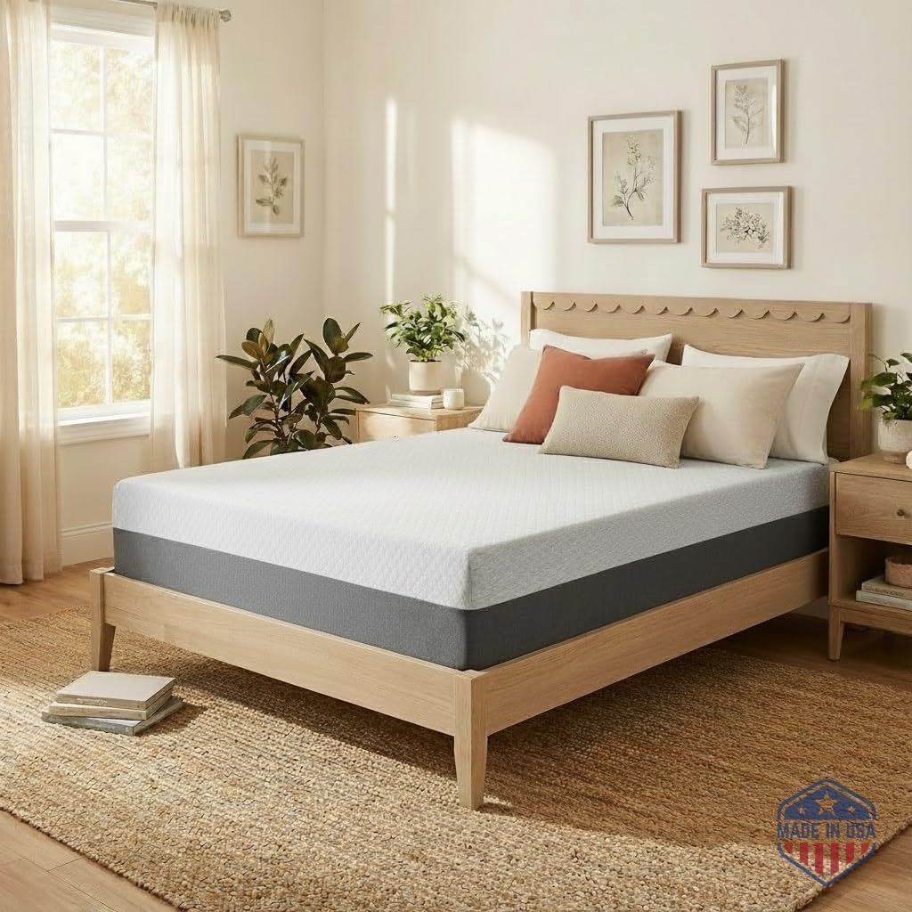 Celestial Sleep 12 Inch Queen Mattress, Made in The USA, CertiPUR-US®, Oeko-Tex®, and Fiberglass-Free™ Certified Cooling Bed, Gel Memory Foam Mattress in a Box - Soft
