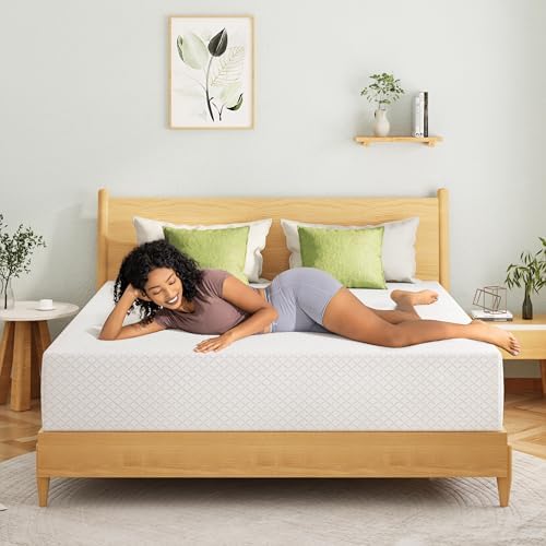 EGOHOME Queen Mattress 12 Inch, Green Tea Memory Foam Mattress, Medium Firm