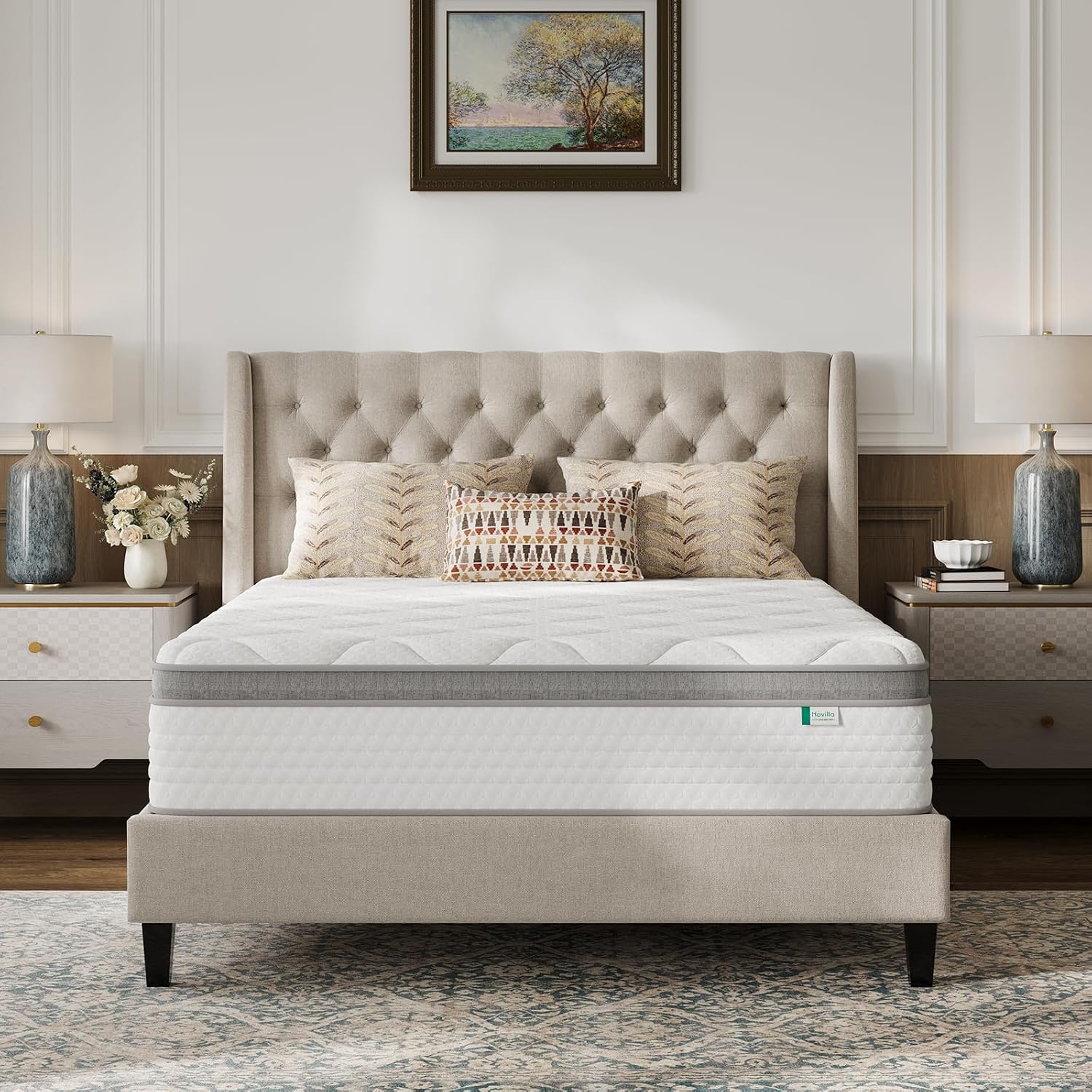 Novilla Full Size Mattress, 12 Inch Hybrid Mattress in a Box, Comfort Sleep|Pocket Innerspring for Motion Isolation, Supportive & Pressure Relief, CertiPUR-US Certified, Guest & Dorm