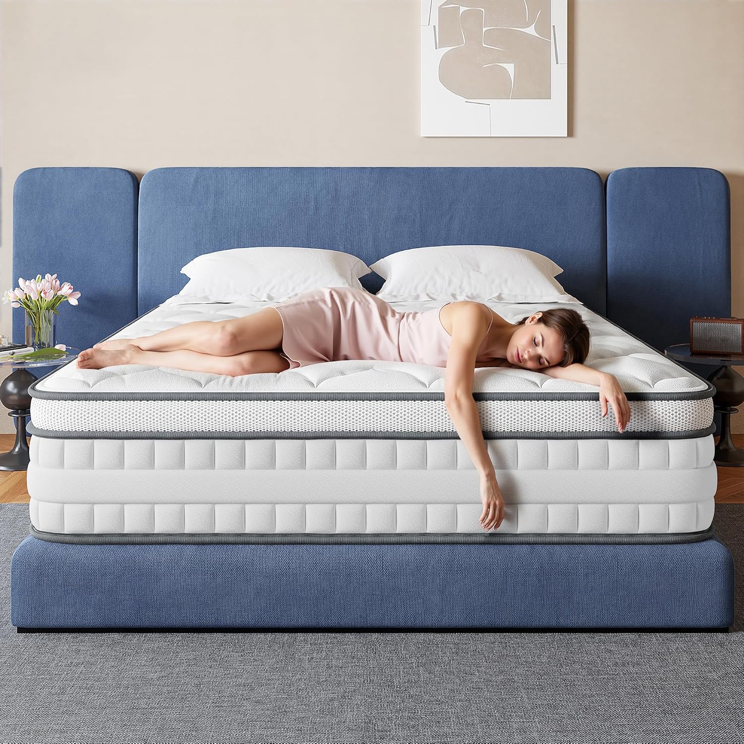 Homkdom 12 Inch Twin Hybrid Mattress with Memory Foam