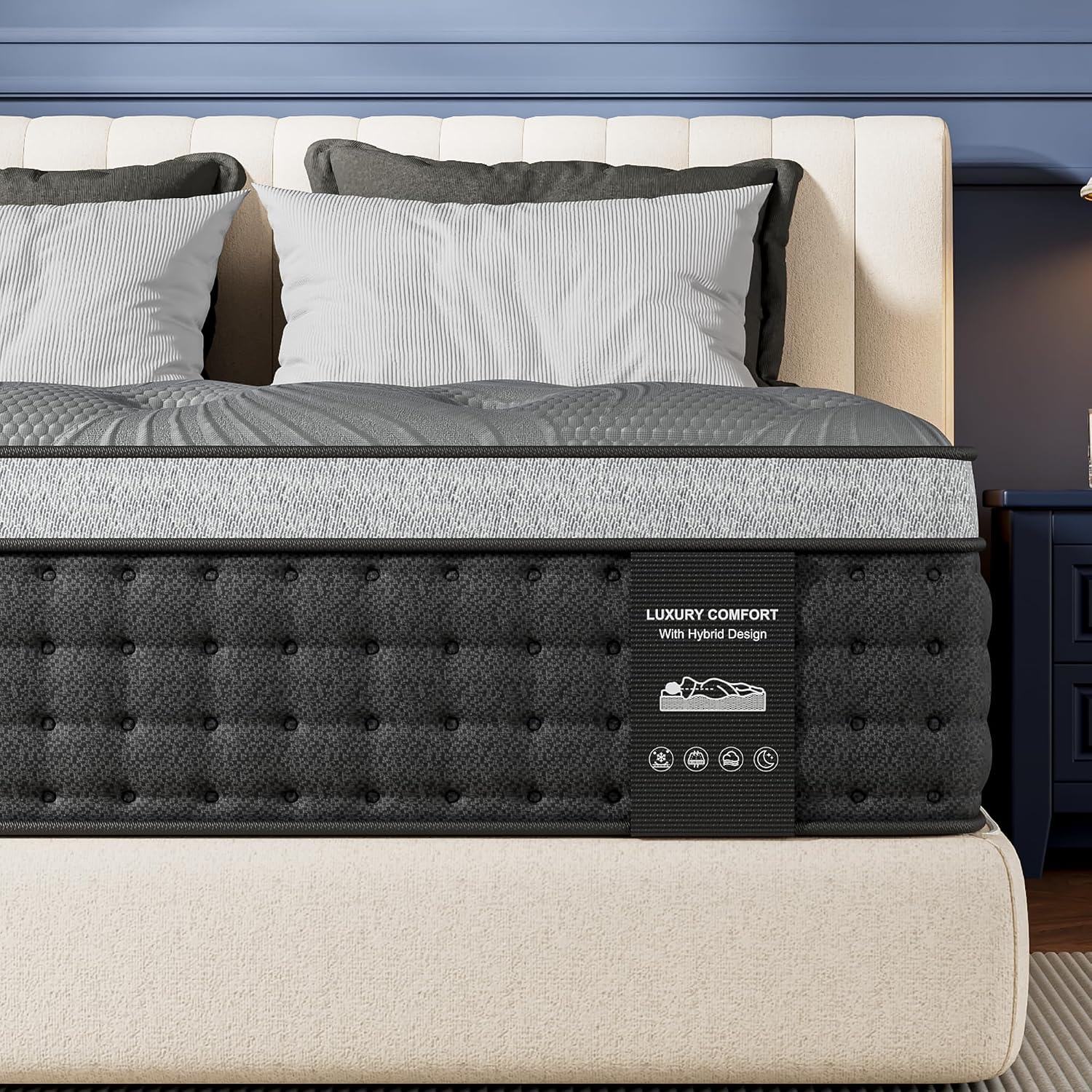 Firm Queen Mattress 14 inch, Cooling Hybrid Queen Mattress in a Box